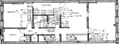 Floor plan for 2 beds, 1 bath, 889 sqft