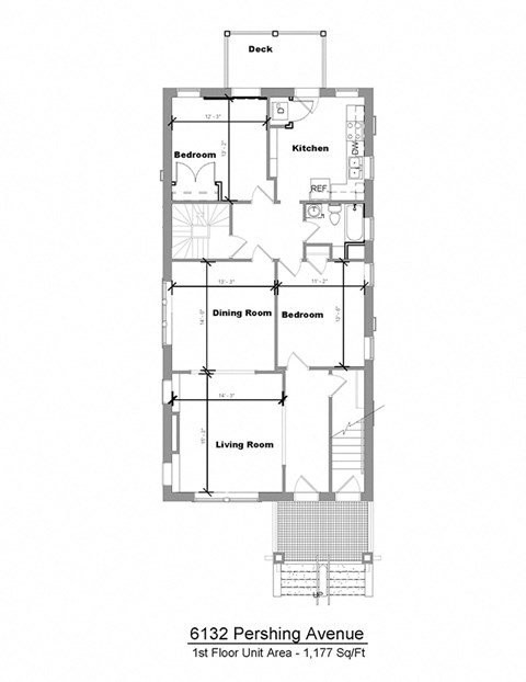 Floor plan for 2 beds, 1 bath, 1270 sqft