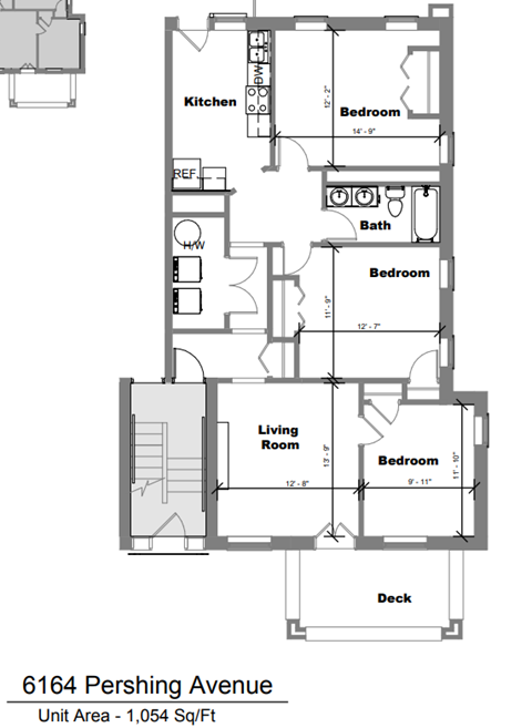Floor plan for studio, 1054 sqft