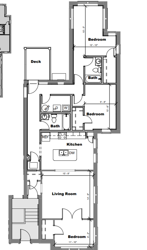 Floor plan for studio, 1281 sqft