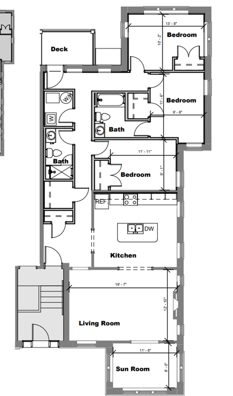 Floor plan for studio, 1393 sqft