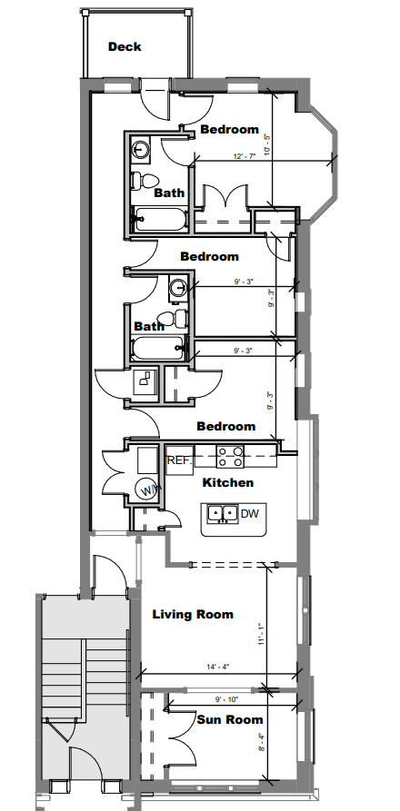 Floor plan for studio, 1131 sqft