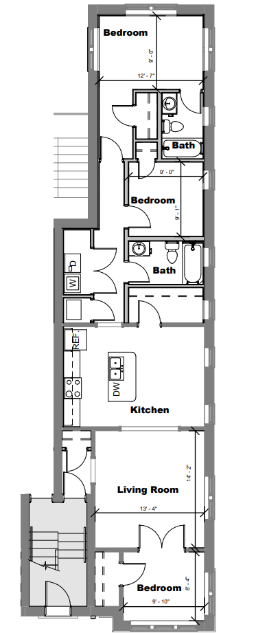 Floor plan for studio, 1067 sqft