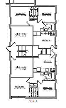 Floor plan for 2 beds, 1 bath, 640 sqft