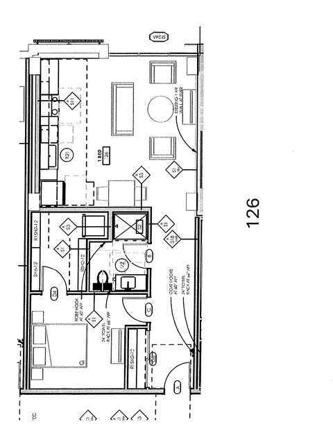 Floor plan for 1 bed, 1 bath, 873 sqft