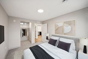 St. Paul apartment for rent - Harbourline Apartments, St Paul a bedroom with a bed and a closet