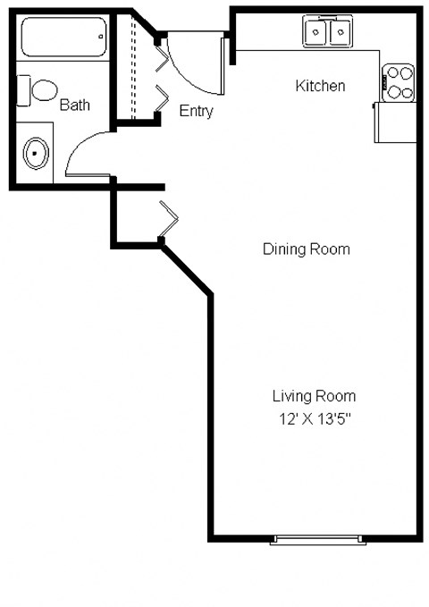 Floor plan for studio, 1 bath, 450 sqft
