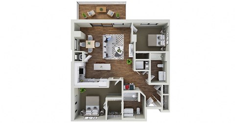 Floor plan for 2 beds, 2 baths, 996 sqft