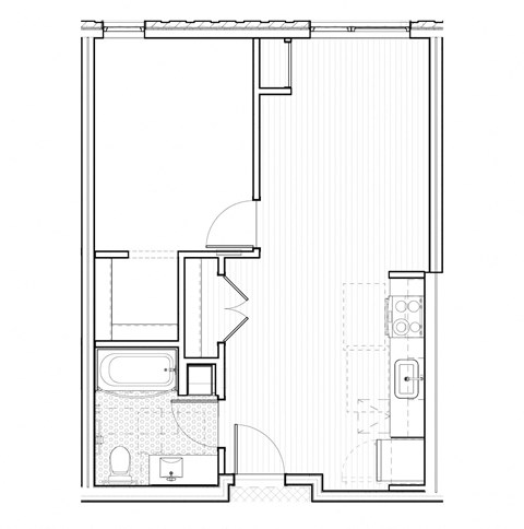 Floor plan for 1 bed, 1 bath, 541 sqft
