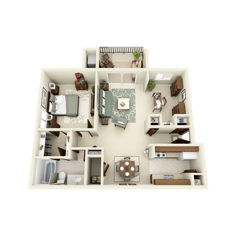Floor plan for 1 bed, 1 bath, 850 sqft