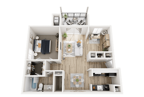 Floor plan for 1 bed, 1 bath, 850 sqft