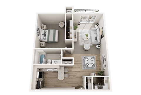Floor plan for 1 bed, 1 bath, 825 sqft