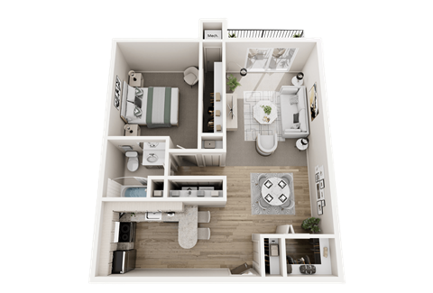 Floor plan for 1 bed, 1 bath, 900 sqft