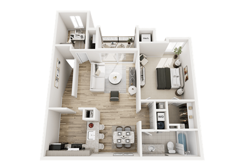Floor plan for 1 bed, 1 bath, 900 sqft