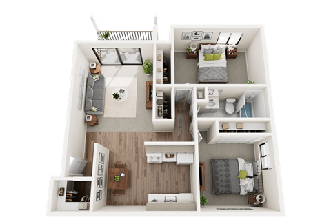 Floor plan for 2 beds, 1 bath, 900 sqft