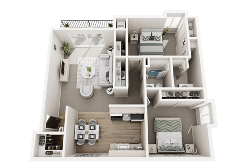 Floor plan for 2 beds, 2 baths, 1150 sqft