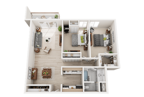 Floor plan for 2 beds, 1 bath, 925 sqft