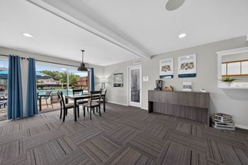 Community clubhouse with coworking lounge at drawbridge apartments in harrison township, mi.
