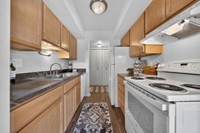 Harrison Township apartment for rent - Efficient kitchen at Drawbridge Apartments in Harrison Township, MI.