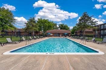 Heated pool and sundeck at drawbridge apartments in harrison township, mi.