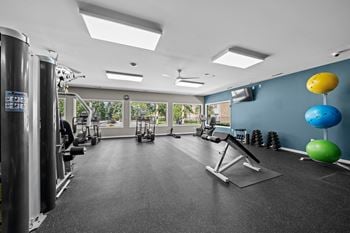 24-Hour fitness and wellness center at prentiss pointe apartments in harrison township, mi.