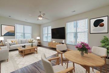 Maxwell apartment for rent - A living room with a wooden coffee table and a flat screen TV.