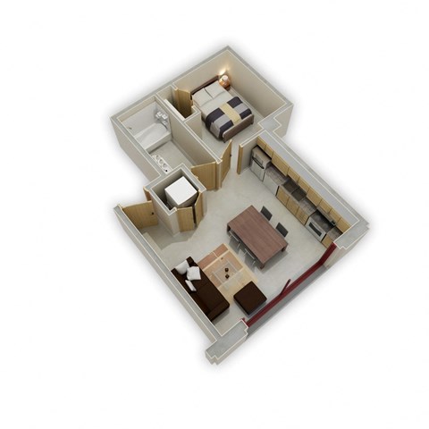 Floor plan for 1 bed, 1 bath, 510 sqft