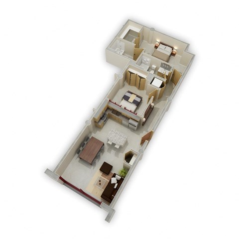 Floor plan for 2 beds, 2 baths, 893 sqft