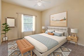 Pearland apartment for rent - Bedroom with bed at Lakeside Pointe Apartments & Townhomes, Pearland, Texas