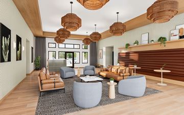 Buckeye apartment for rent - A modern living room with a grey sofa set and wooden floors.