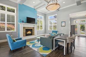 Durham apartment for rent - Community Room With Fireplace at Magnolia Pointe, Durham