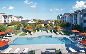 Surprise apartment for rent - A large swimming pool surrounded by sun loungers and umbrellas at Arterra Apartment , Surprise, Arizona