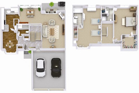 Floor plan for 2 beds, 2.5 baths, 1700 sqft
