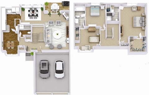 Floor plan for 3 beds, 2.5 baths, 1700 sqft