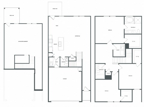 Floor plan for 3 beds, 2.5 baths, 1718 sqft