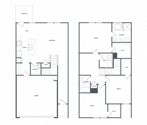 Floor plan for 3 beds, 2.5 baths, 1718 sqft