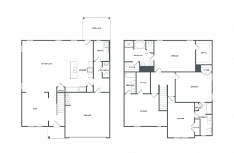 Floor plan for 4 beds, 2.5 baths, 2724 sqft