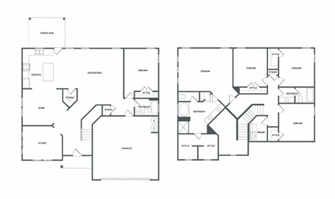 Floor plan for 5 beds, 3 baths, 2691 sqft