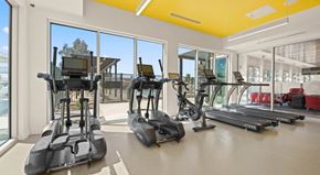 Phoenix apartment for rent - Flatz 602 interior fitness center, large window, workout machines, ceiling lighting
