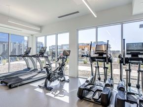 Maricopa apartment for rent - Flatz 520 interior fitness center, large windows, workout machine, ceiling leighting
