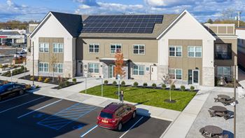 Solar panels add to the energy efficiency of the development