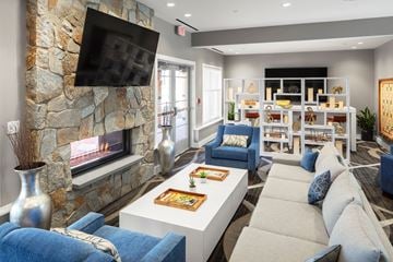 Quincy apartment for rent - a living room with couches and a coffee table and a fireplace