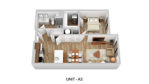 Floor plan for 1 bed, 1 bath, 784 sqft