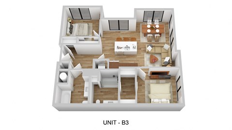 Floor plan for 2 beds, 2 baths, 974 sqft