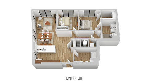 Floor plan for 2 beds, 2 baths, 1104 sqft