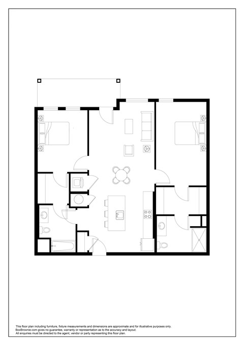 Floor plan for 2 beds, 2 baths, 1084 sqft