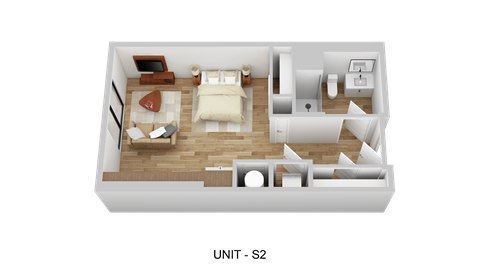 Floor plan for studio, 521 sqft