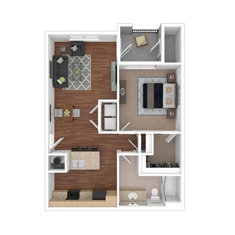 Floor plan for 1 bed, 1 bath