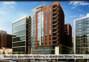 Silver Spring apartment for rent - a rendering of the building in downtown silver spring