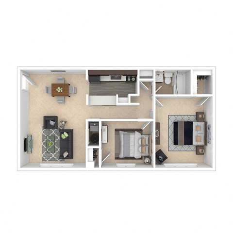 Floor plan for 2 beds, 1 bath, 800 sqft